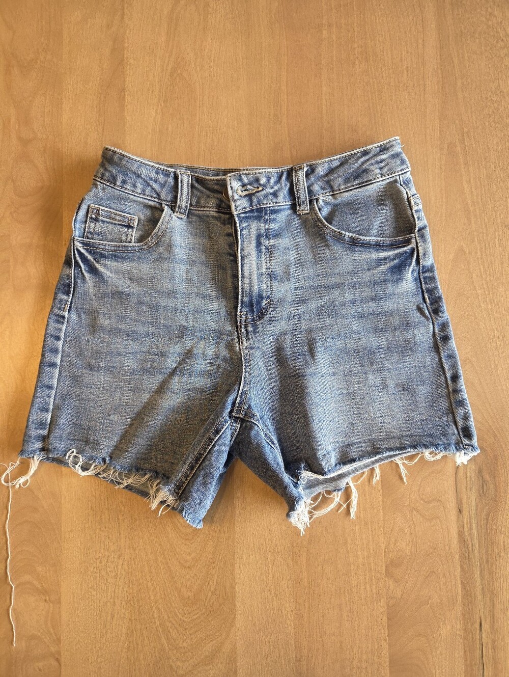 Frayed Raw Hem Blue Jean Shorts